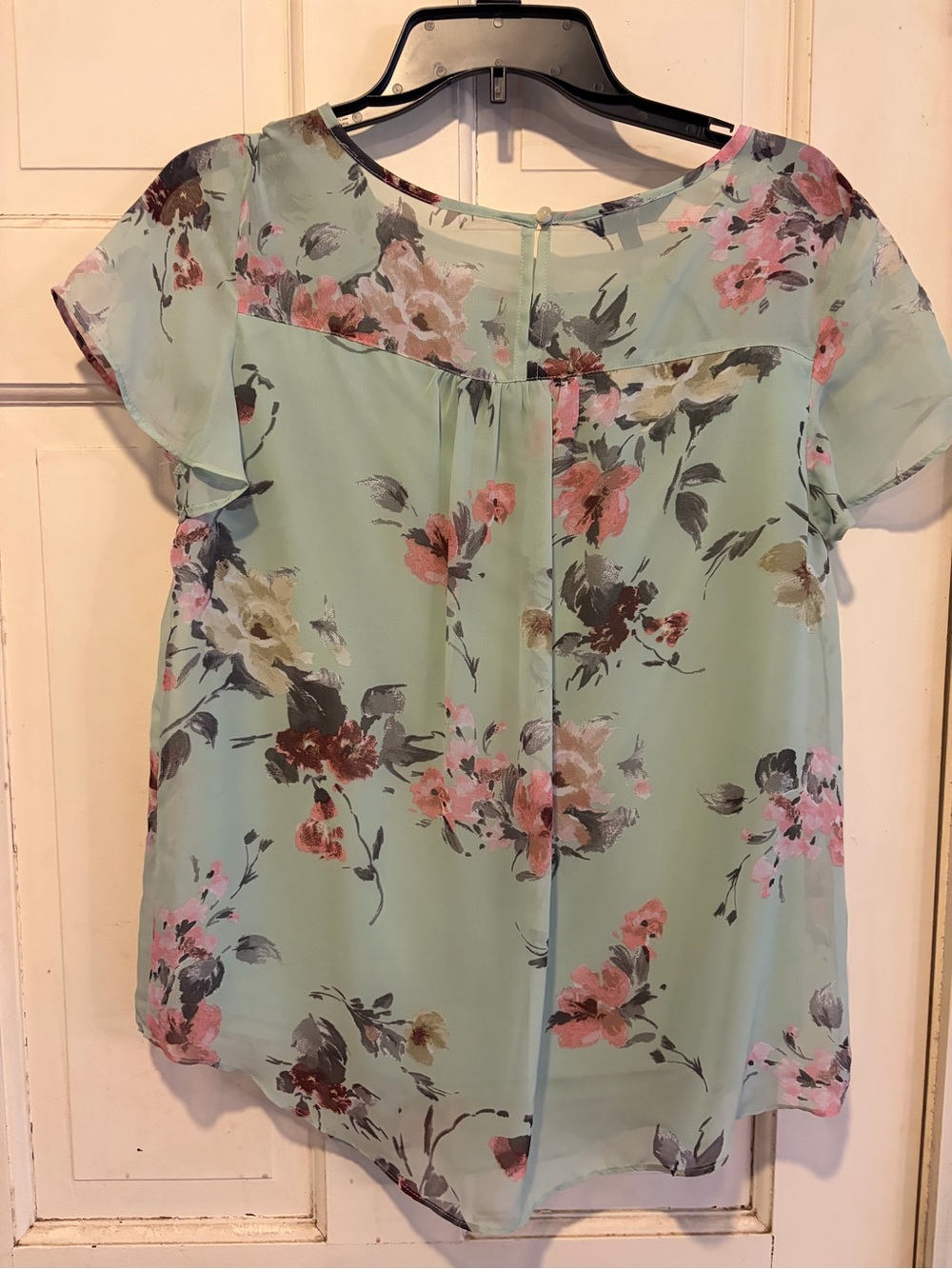 Apt. 9 Mint Floral Chiffon Blouse